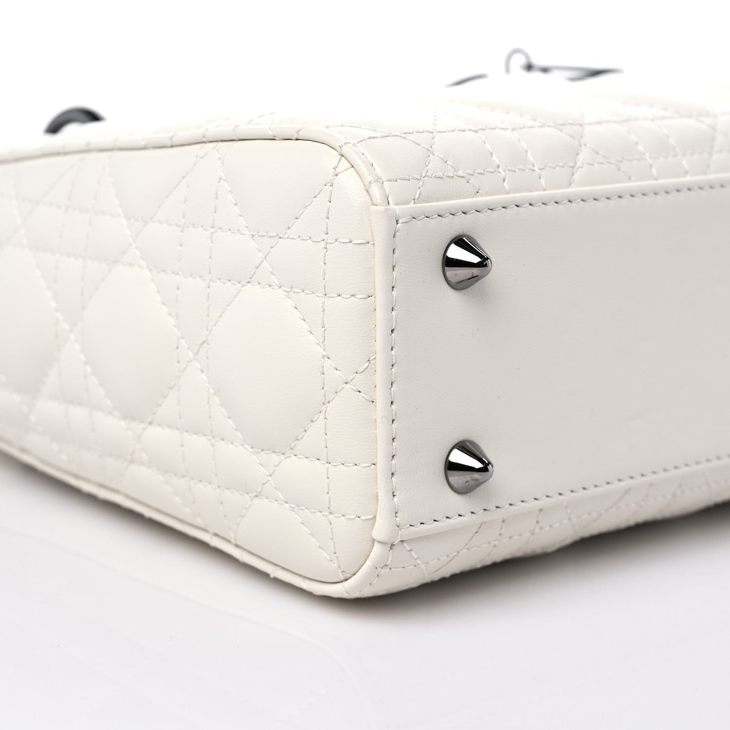 Christian Dior Lambskin Cannage Small My ABCDior Lady Dior White 8 of 10