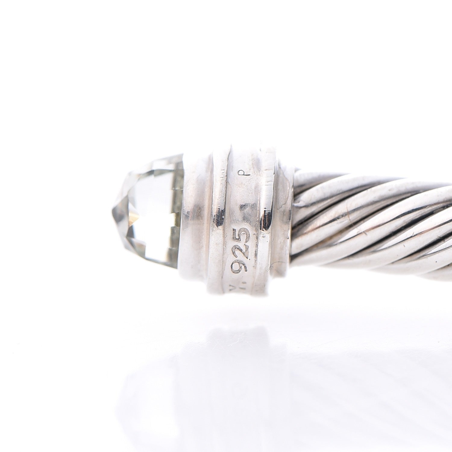 David Yurman Sterling Silver Diamond Prasiolite 5mm Cable Classics Princess Bracelet 6 of 6