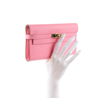 Hermes Epsom Kelly Longue Wallet Rose Confetti 2 of 9