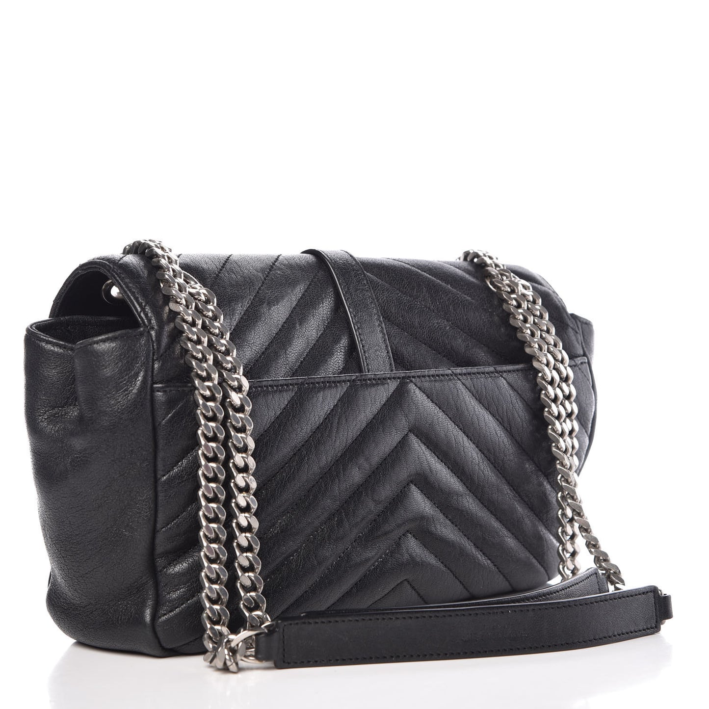 Sheepskin Matelasse Medium Monogram College Punk Chain Satchel Black