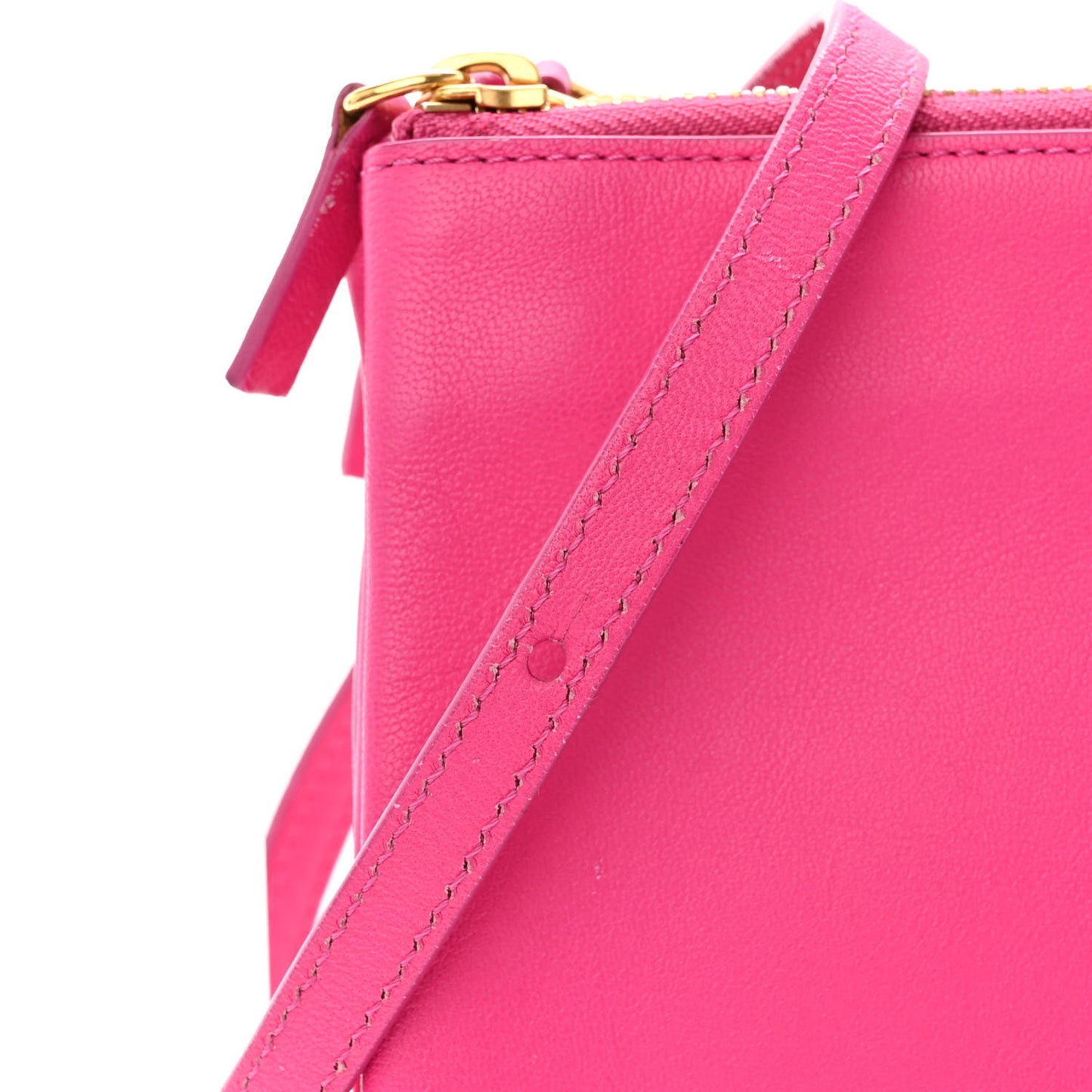 Lambskin Small Trio Crossbody Bag Fluo Fuchsia