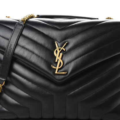 Saint Laurent Calfskin Y Quilted Monogram Medium Loulou Chain Satchel Black 8 of 10