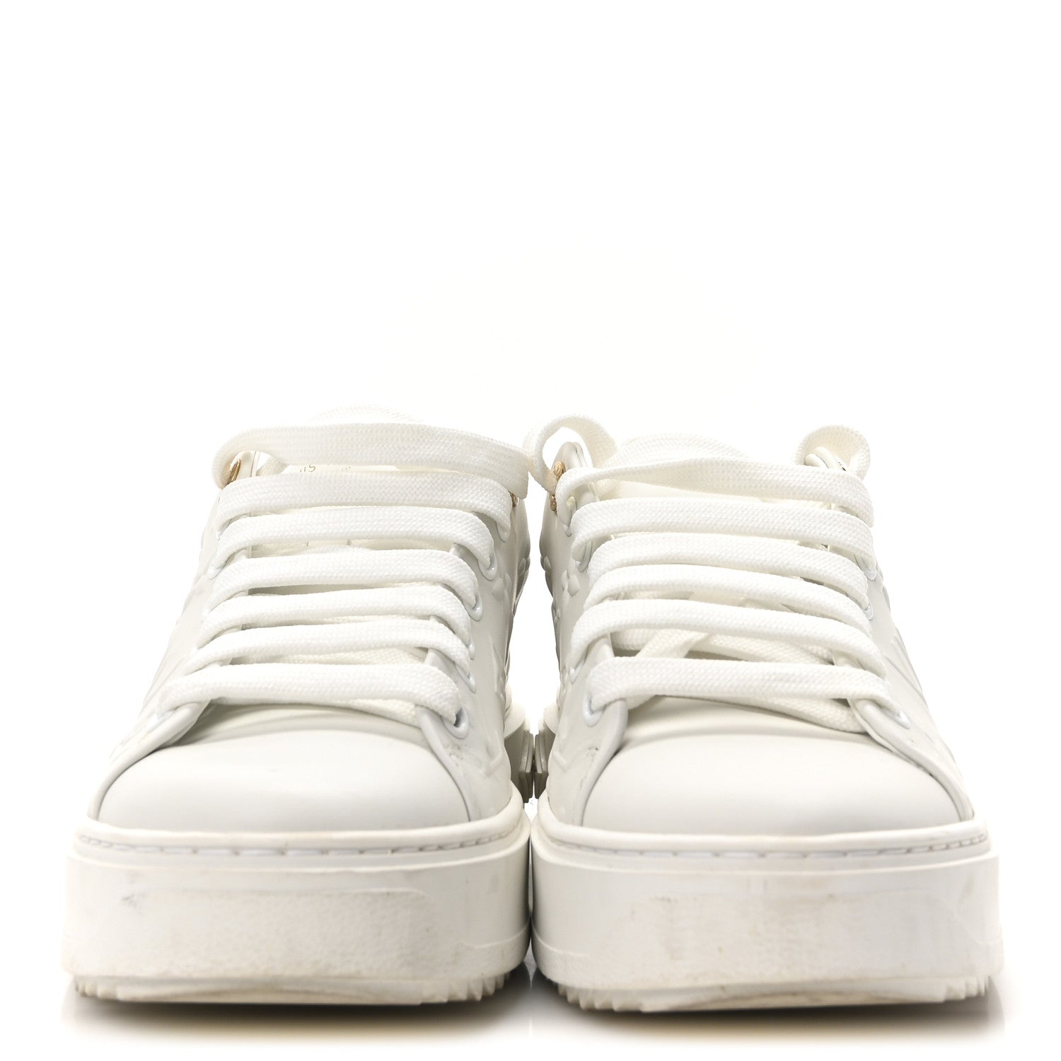 Louis Vuitton Lambskin Embossed Monogram Time Out Sneakers 37 White 3 of 8