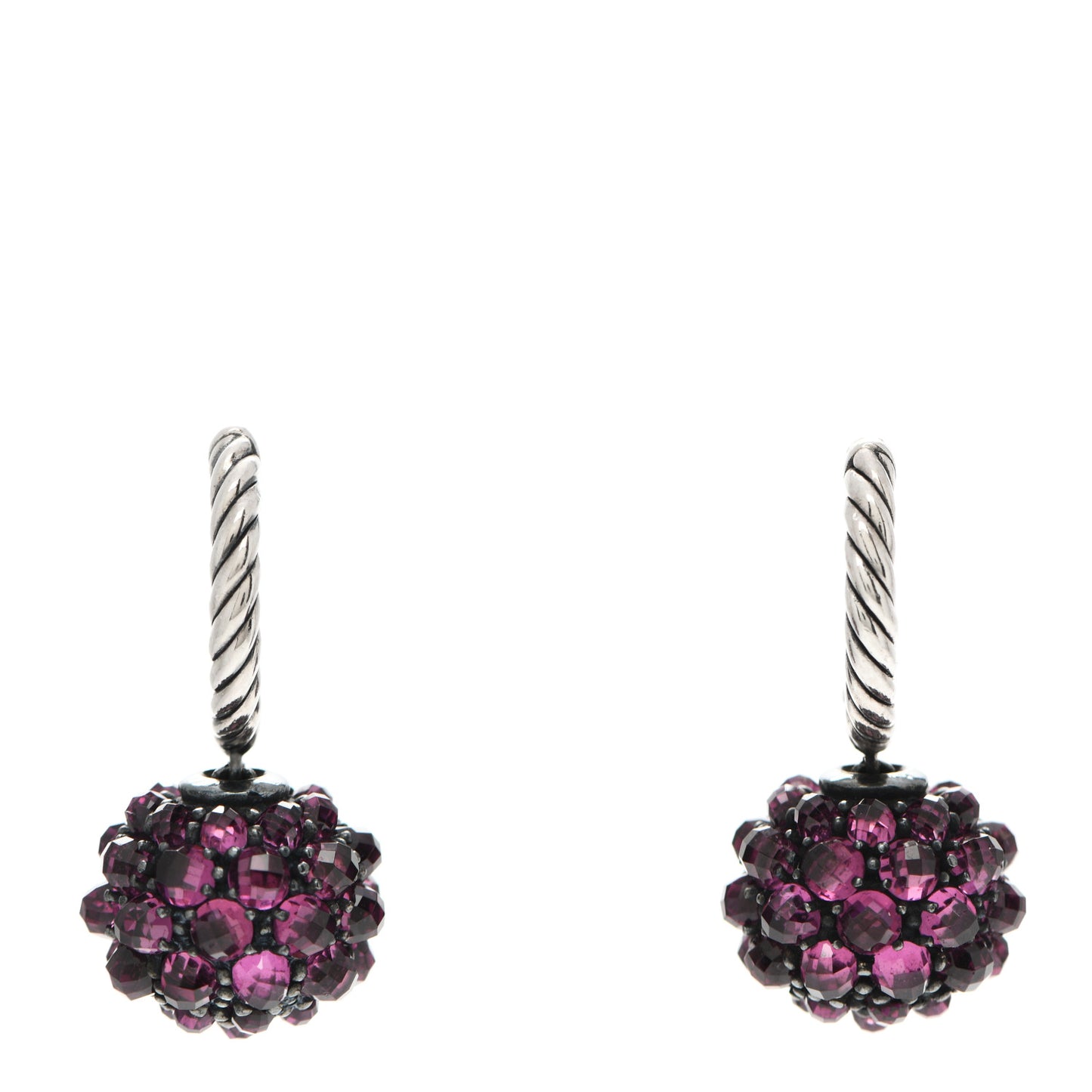 Sterling Silver Rhodolite Garnet 12mm Osetra Drop Earrings