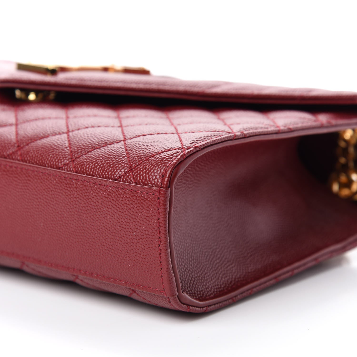 Saint Laurent Grain De Poudre Textured Mixed Matelasse Triquilt Medium Monogram Satchel Oxblood 8 of 14