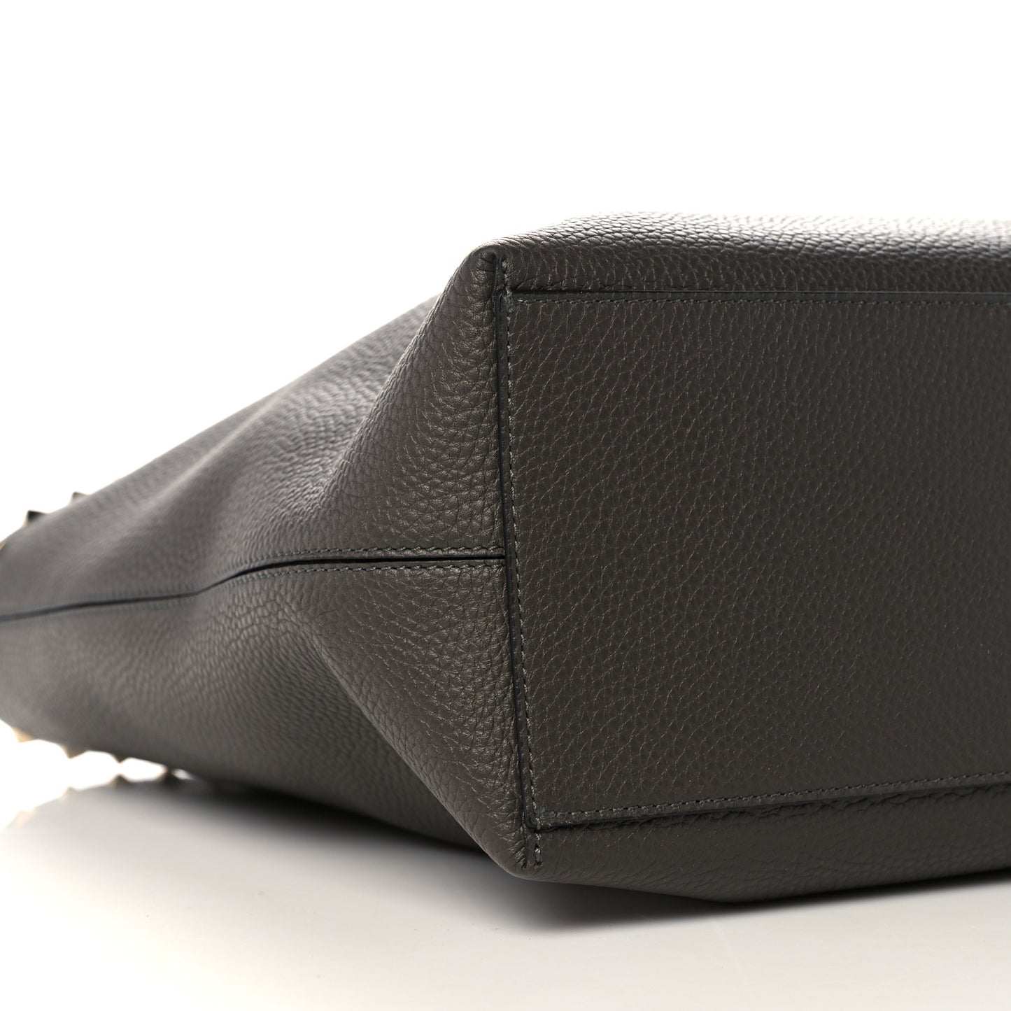 Grained Calfskin Rockstud Shoulder Tote Graphite