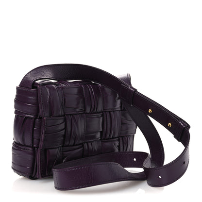 Bottega Veneta Calfskin Intreccio Plisse Cassette Crossbody Bag Dark Mystic 3 of 11