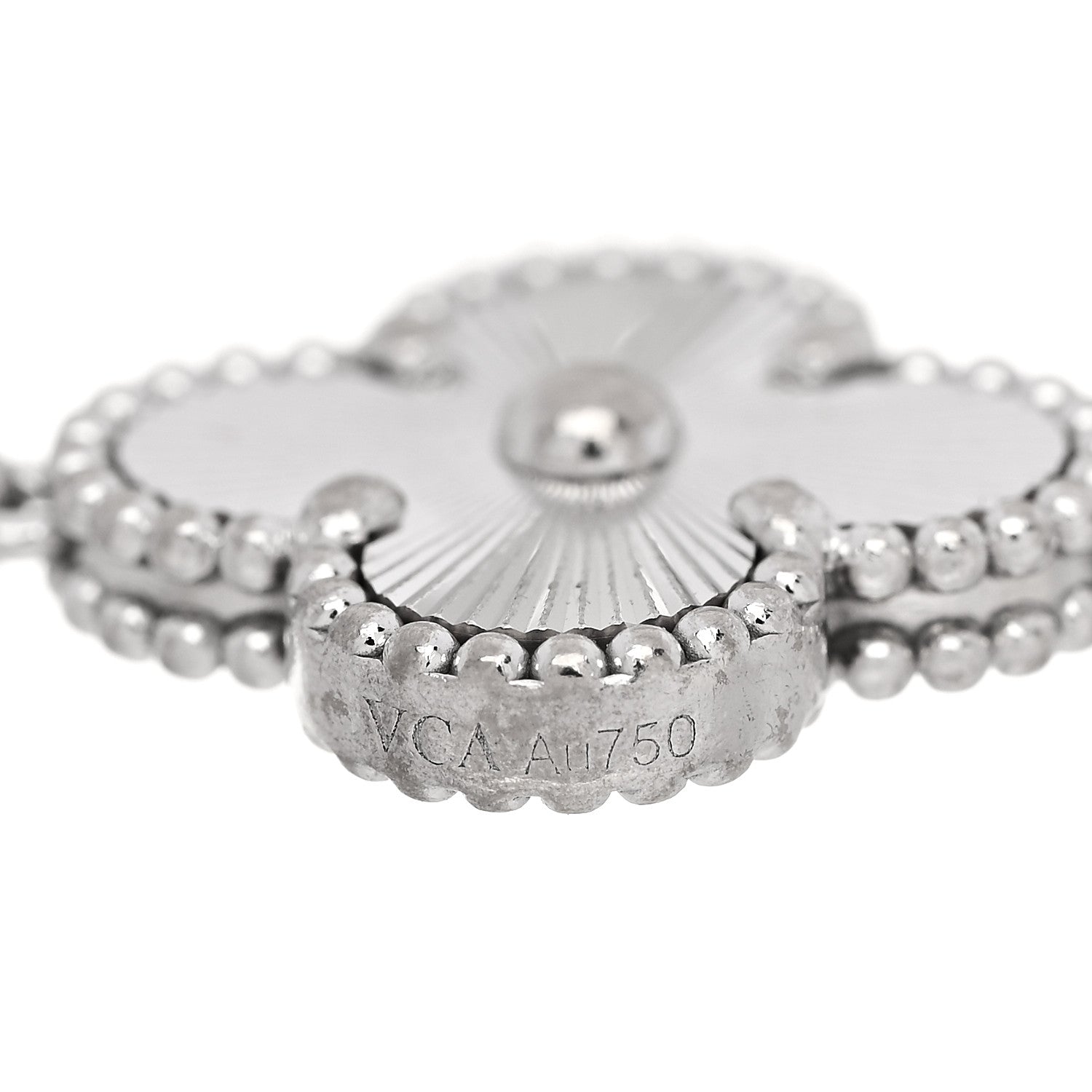 Van Cleef & Arpels 18K White Gold 5 Motifs Guilloche Vintage Alhambra Bracelet 6 of 7