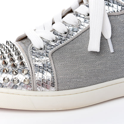 Christian Louboutin Metallic Louis Junior Spikes Flat Sneakers 41 Silver 10 of 11