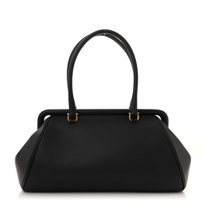 Salvatore Ferragamo Calfskin Frame Satchel Black 1 of 10