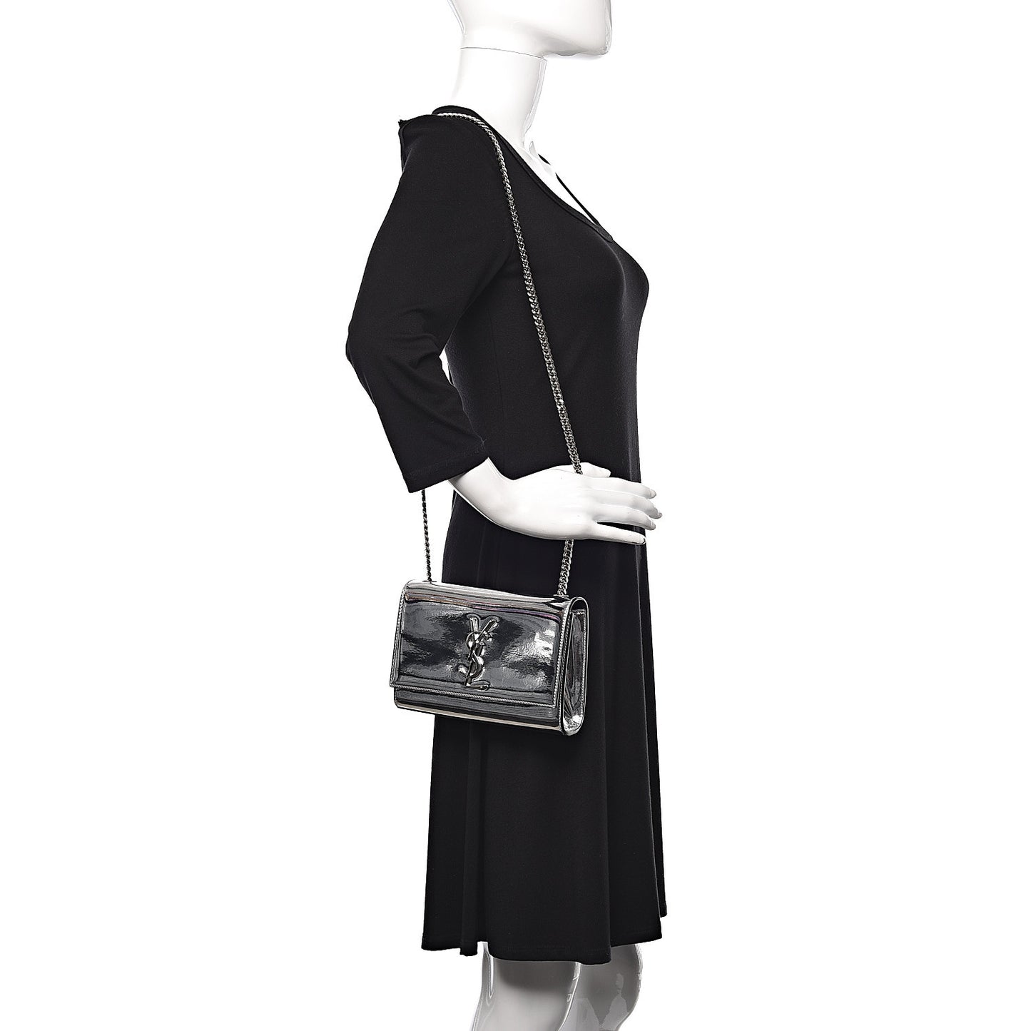 Vinyl Mirror Small Classic Monogram Kate Satchel Argento