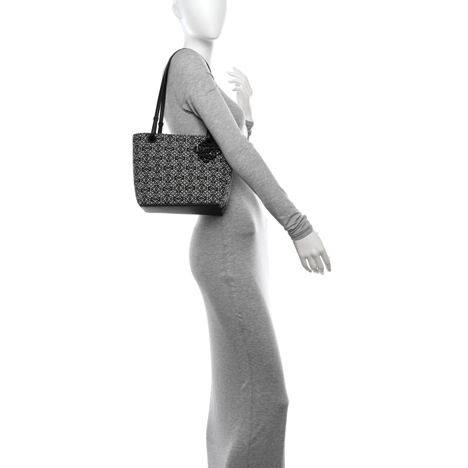 Loewe Jacquard Anagram Calfskin Small Square Tote Navy Black 2 of 10