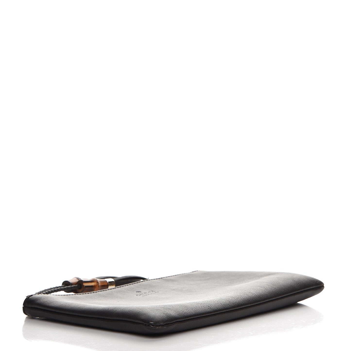 Pebbled Calfskin Large Bamboo Clutch Dark Brown