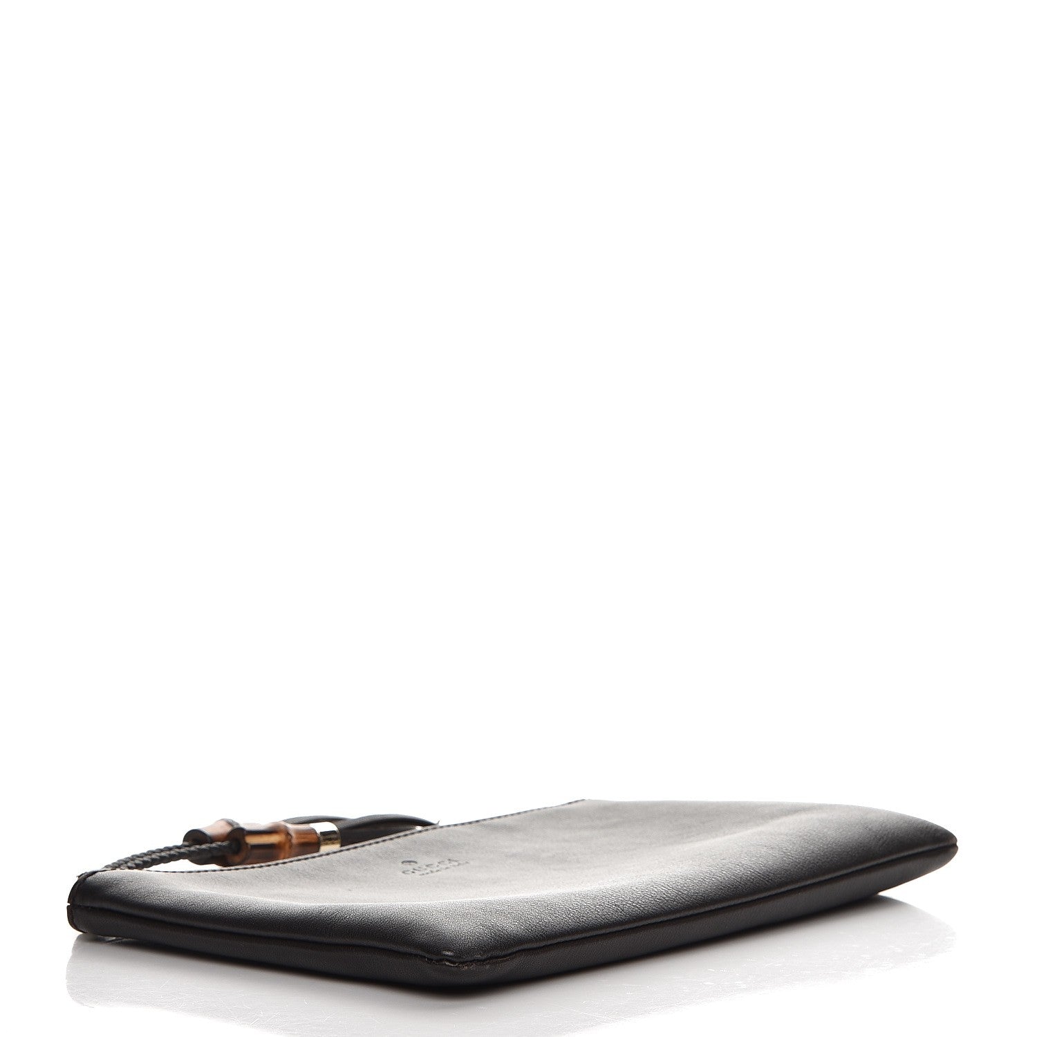 Gucci Pebbled Calfskin Large Bamboo Clutch Dark Brown 4 of 8