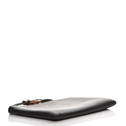 Gucci Pebbled Calfskin Large Bamboo Clutch Dark Brown 4 of 8