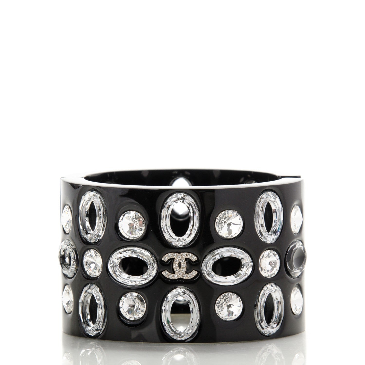Chanel Resin Crystal CC Cuff Black 3 of 5