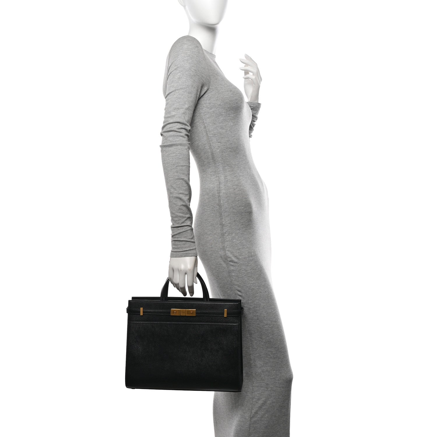 Saint Laurent Calfskin Small Manhattan Shopper Tote Black 2 of 11