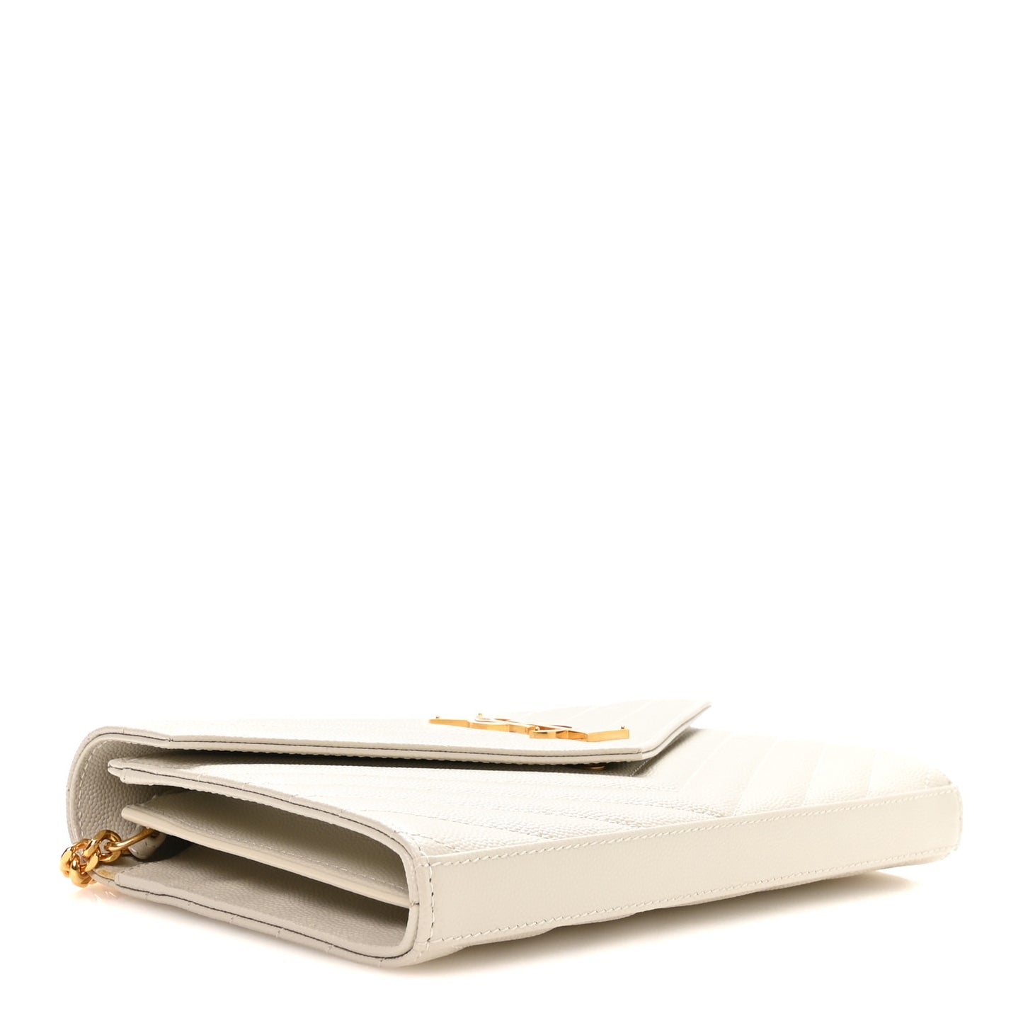 Grain De Poudre Matelasse Chevron Monogram Chain Wallet Crema Soft