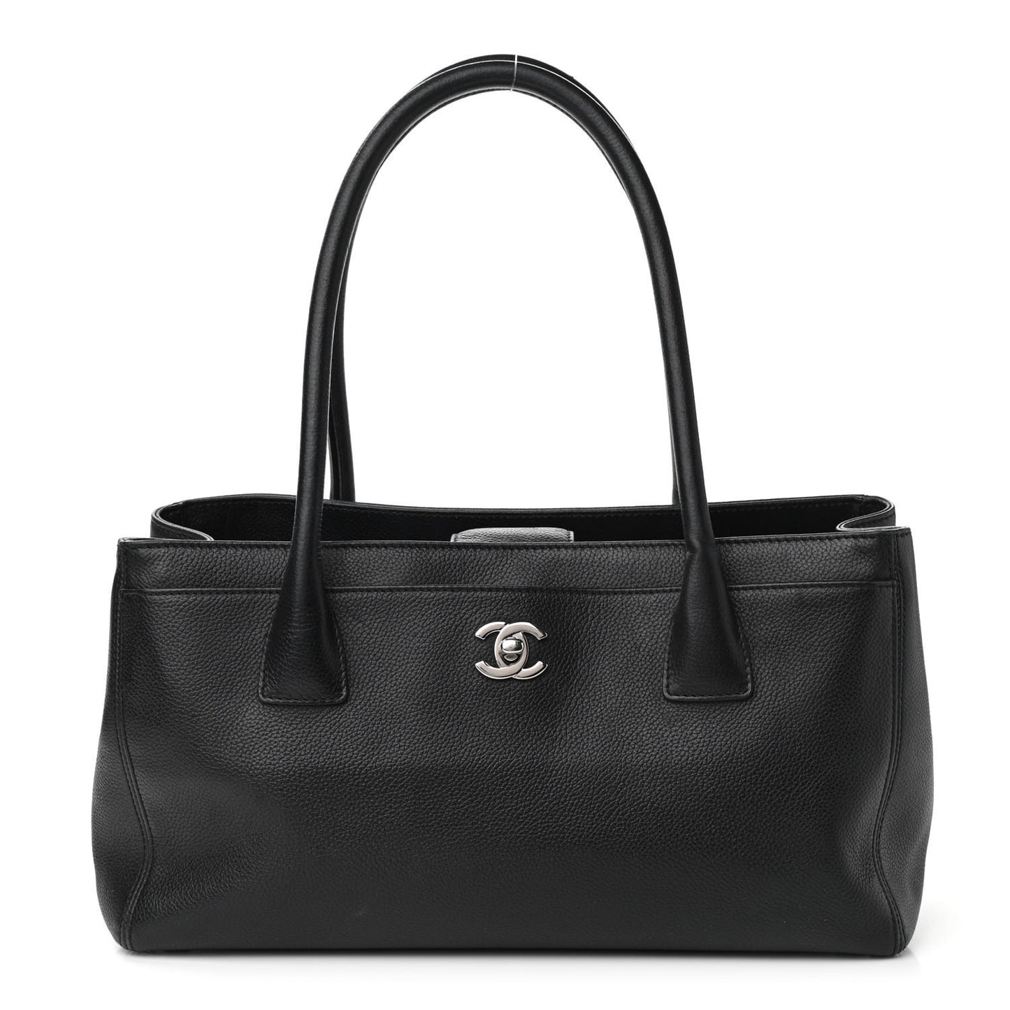 Calfskin Small Cerf Executive Shopper Tote Black