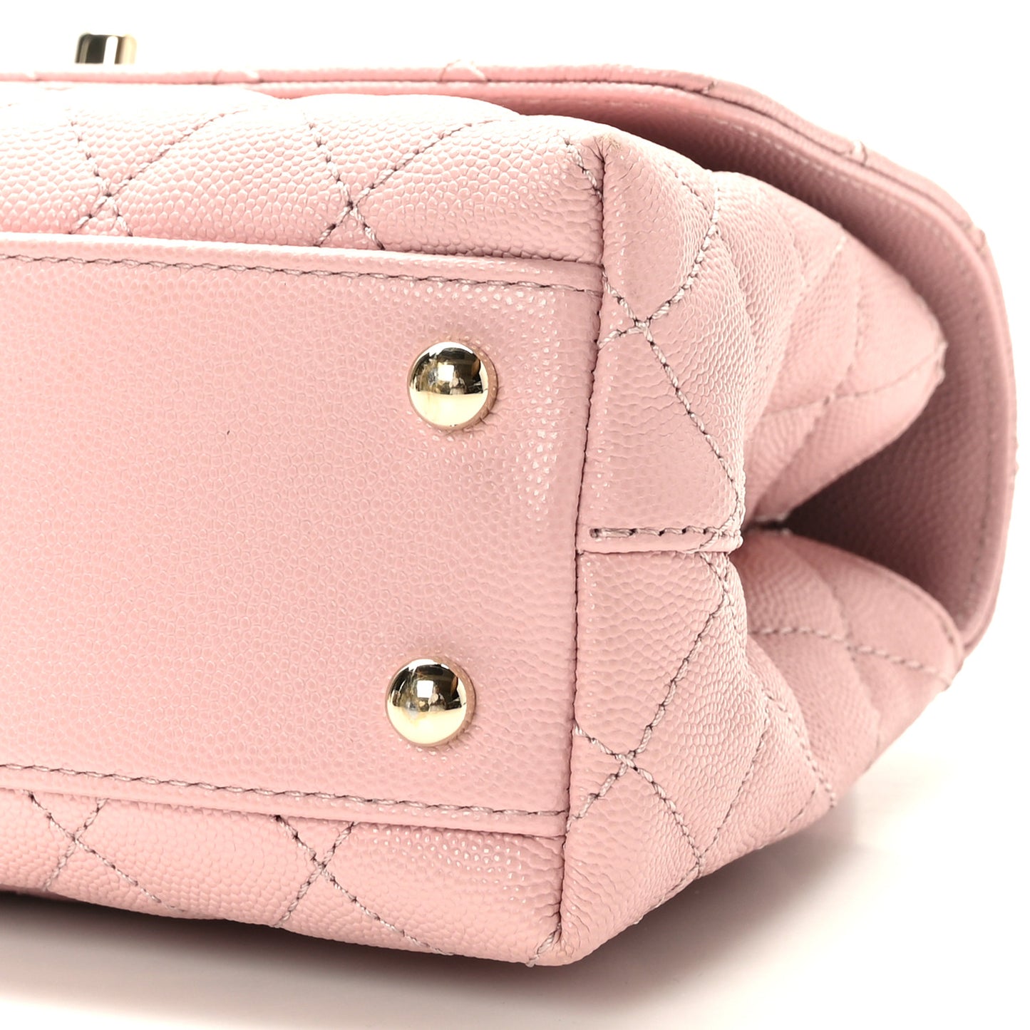 Caviar Lizard Embossed Quilted Mini Coco Handle Flap Light Pink