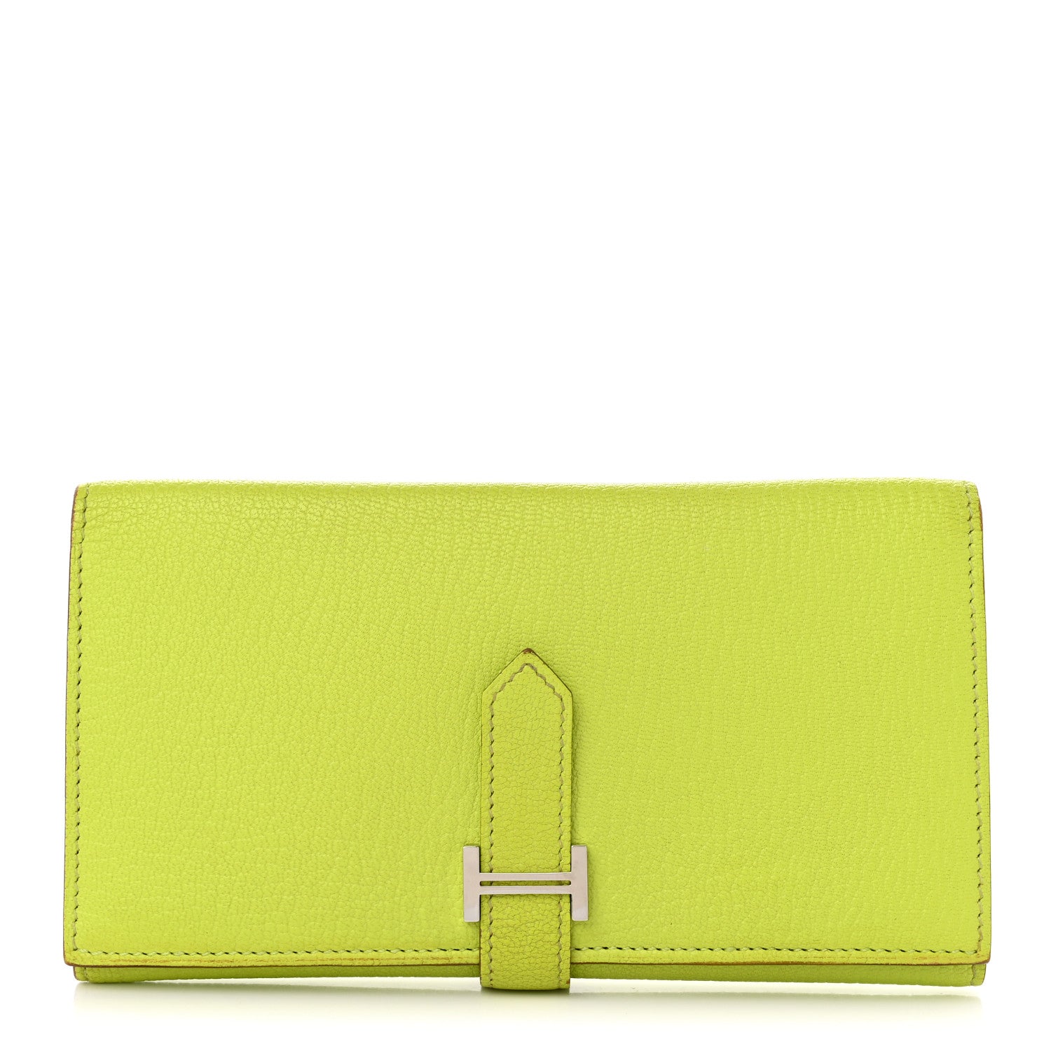 Hermes Chevre Mysore Tri-Fold Bearn Wallet Lime 1 of 15