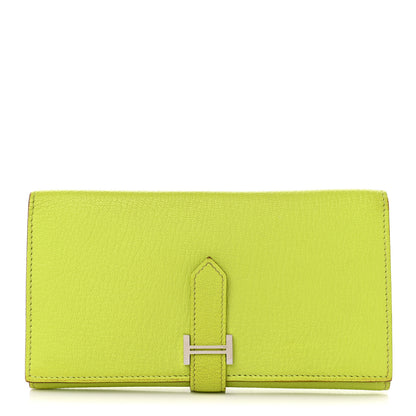 Hermes Chevre Mysore Tri-Fold Bearn Wallet Lime 1 of 15