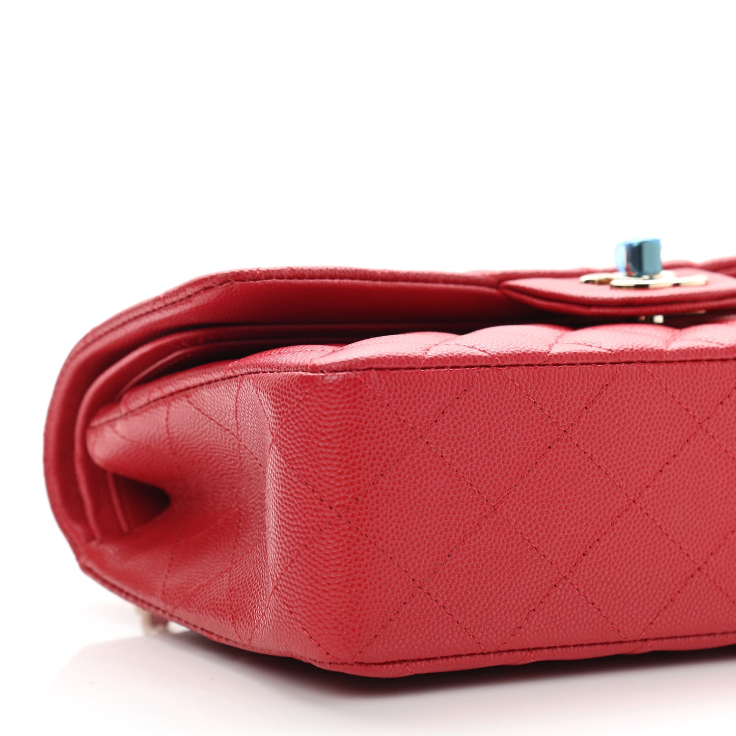 Caviar Quilted Small Double Flap Red