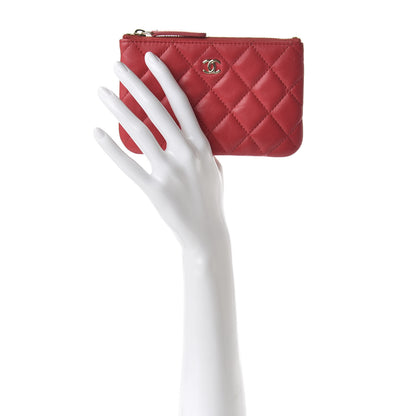 Chanel Lambskin Quilted Cosmetic Case Red 2 of 8