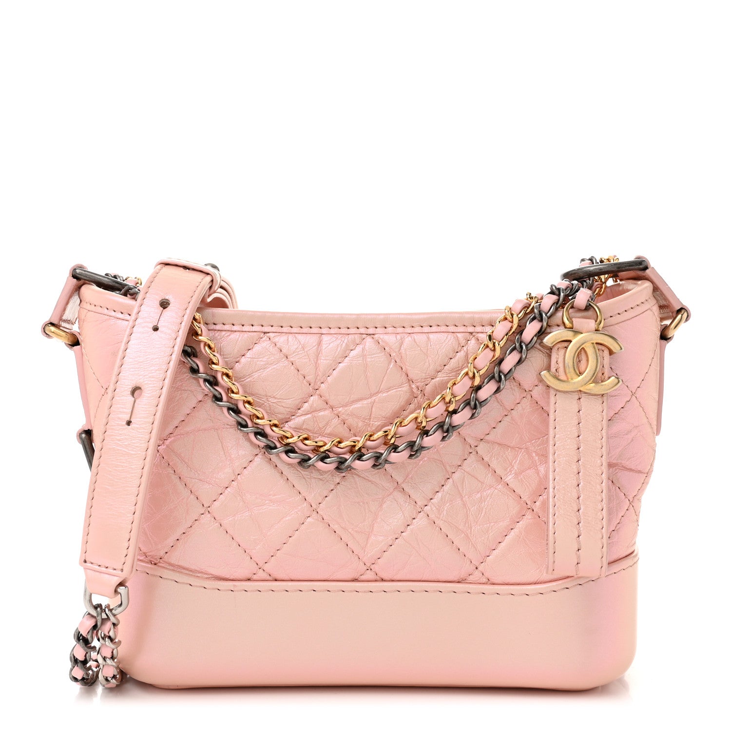 Chanel Iridescent Aged Calfskin Quilted Small Gabrielle Hobo Light Pink 1 of 10