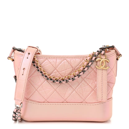 Chanel Iridescent Aged Calfskin Quilted Small Gabrielle Hobo Light Pink 1 of 10