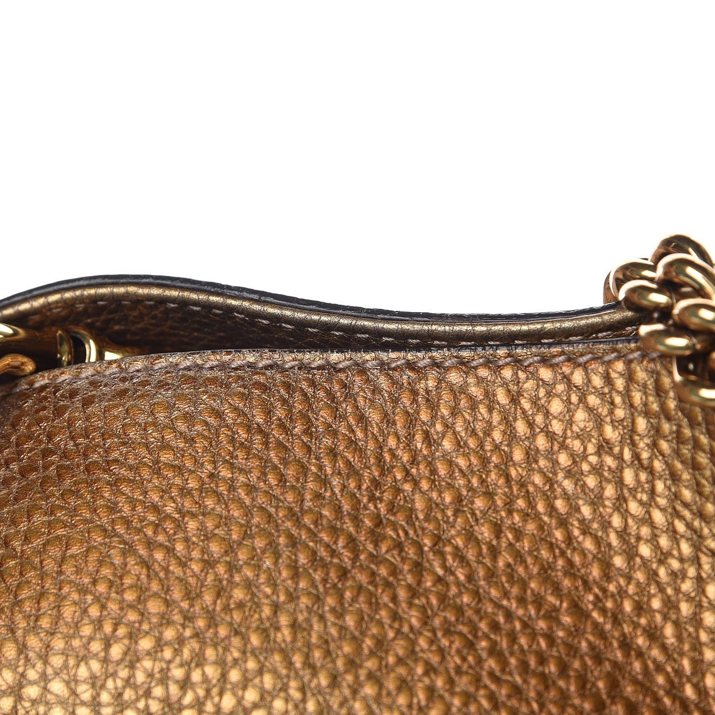 Metallic Pebbled Calfskin Medium Soho Chain Shoulder Bag Gold Ombre