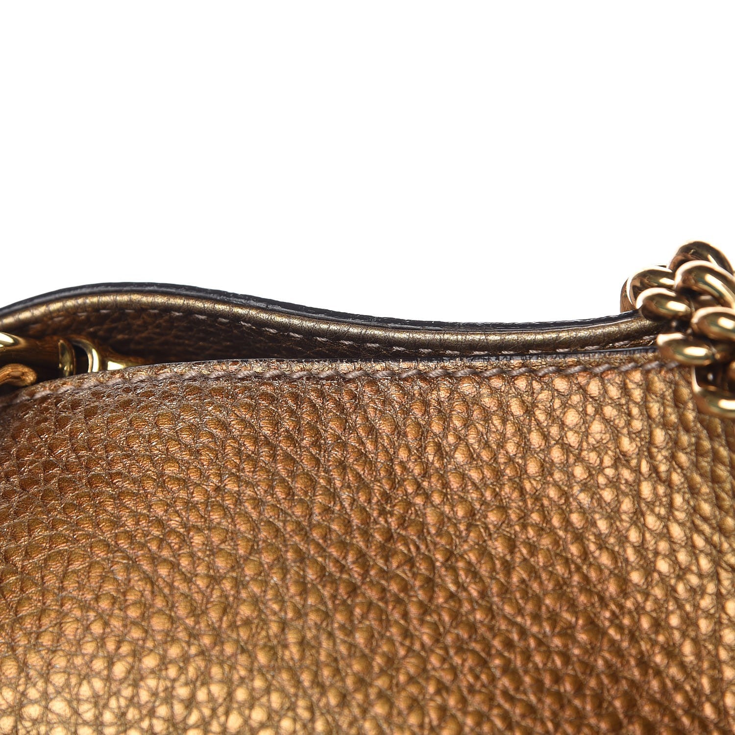 Gucci Metallic Pebbled Calfskin Medium Soho Chain Shoulder Bag Gold Ombre 13 of 13
