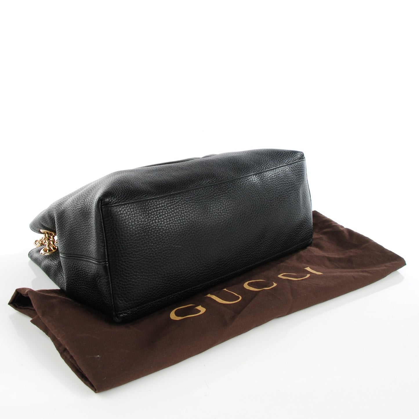 Pebbled Calfskin Medium Soho Chain Shoulder Bag Black