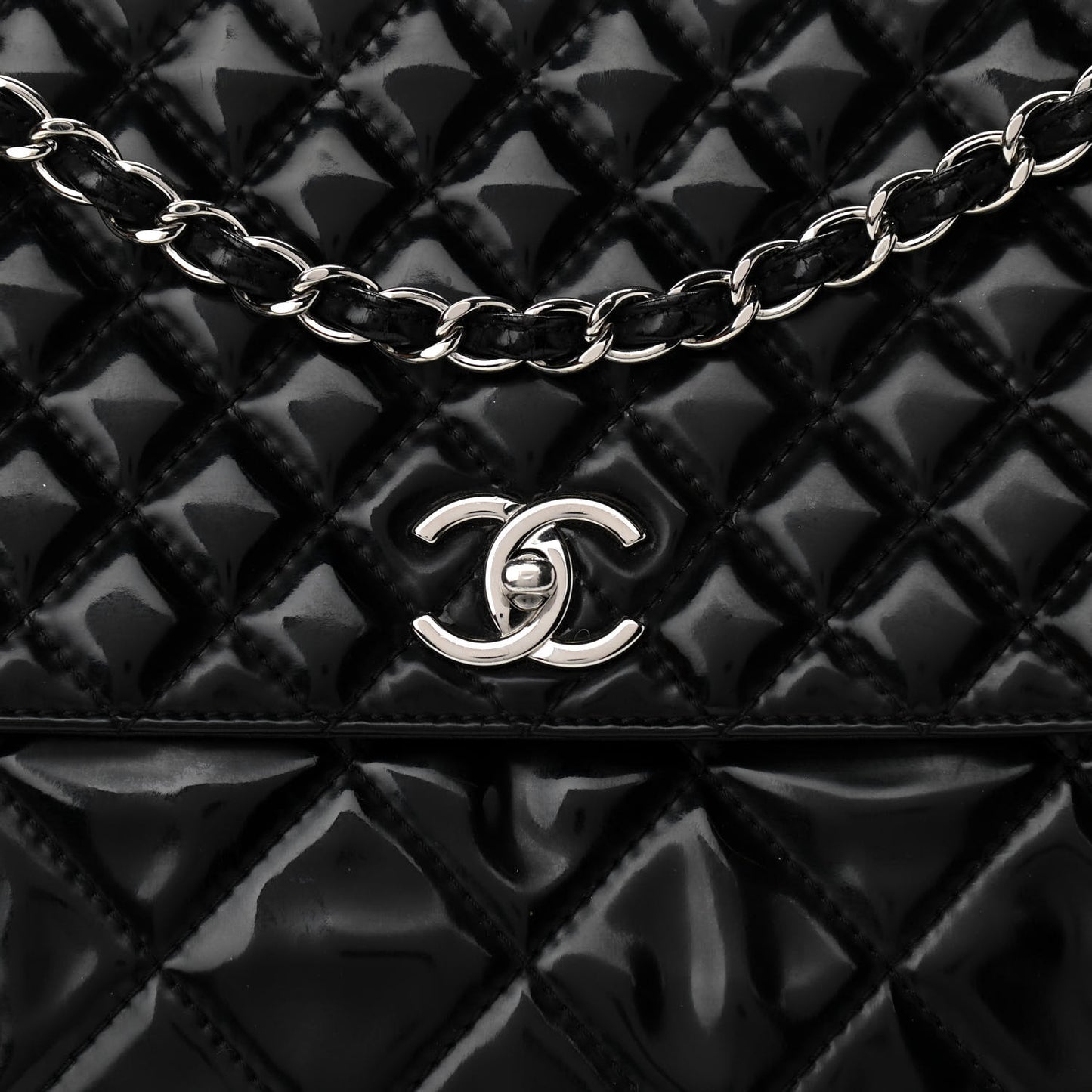 Vinyl Quilted In the Business Flap Bag Black