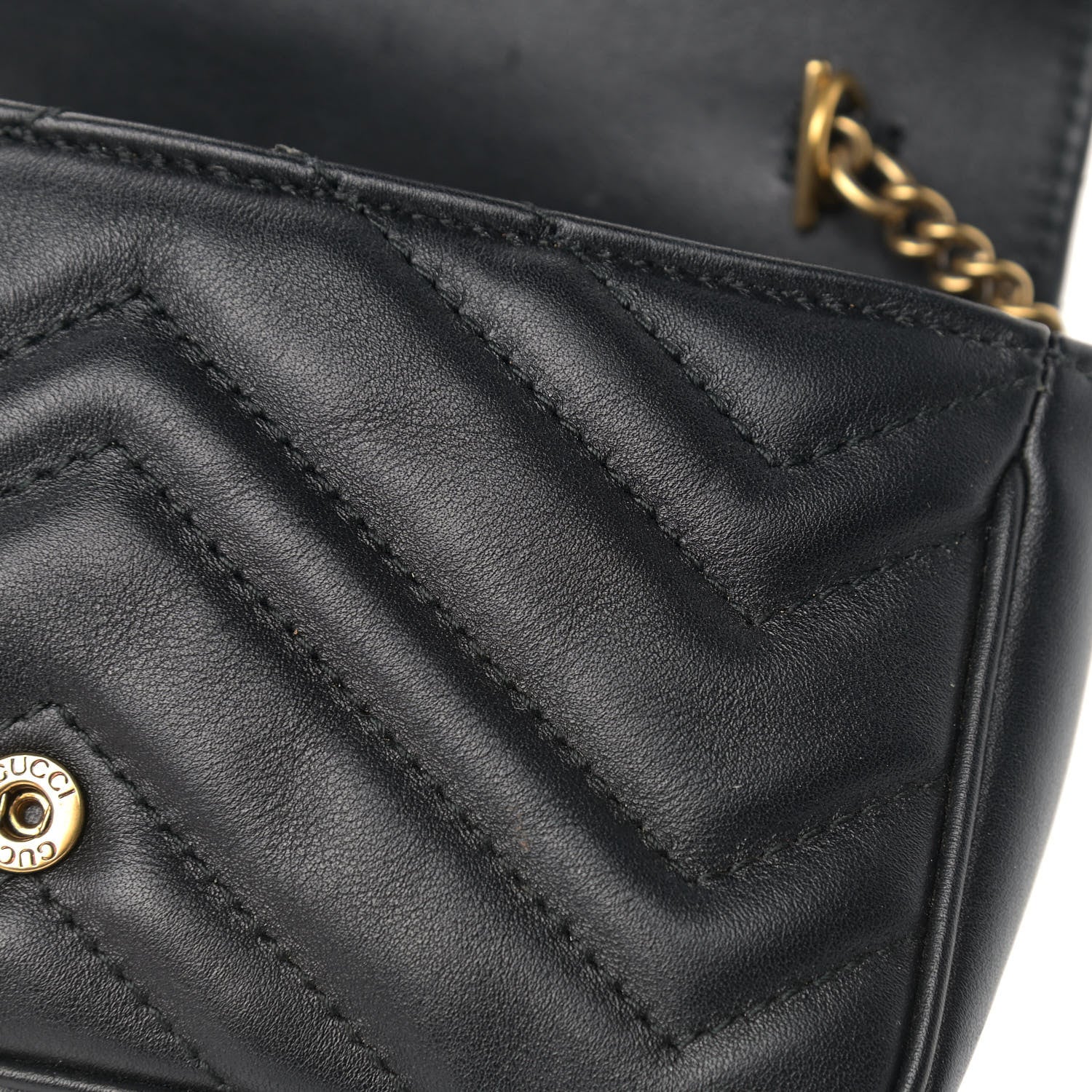 Gucci Calfskin Matelasse Super Mini GG Marmont Shoulder Bag Black 12 of 14