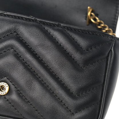 Gucci Calfskin Matelasse Super Mini GG Marmont Shoulder Bag Black 12 of 14