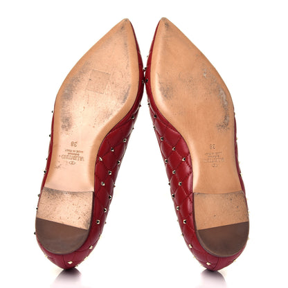 Valentino Garavani Nappa Rockstud Spike Ballerina Flats 38 Red 5 of 7