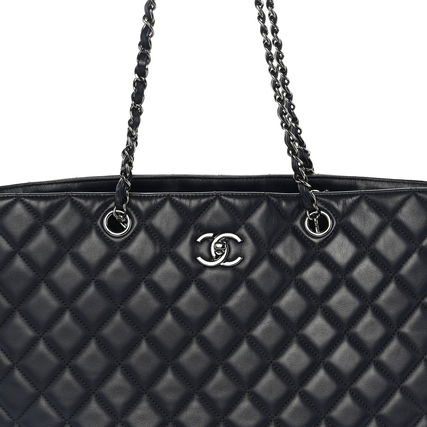 Chanel Calfskin Quilted Large CC Shopping Tote Dark Purple 9 of 11