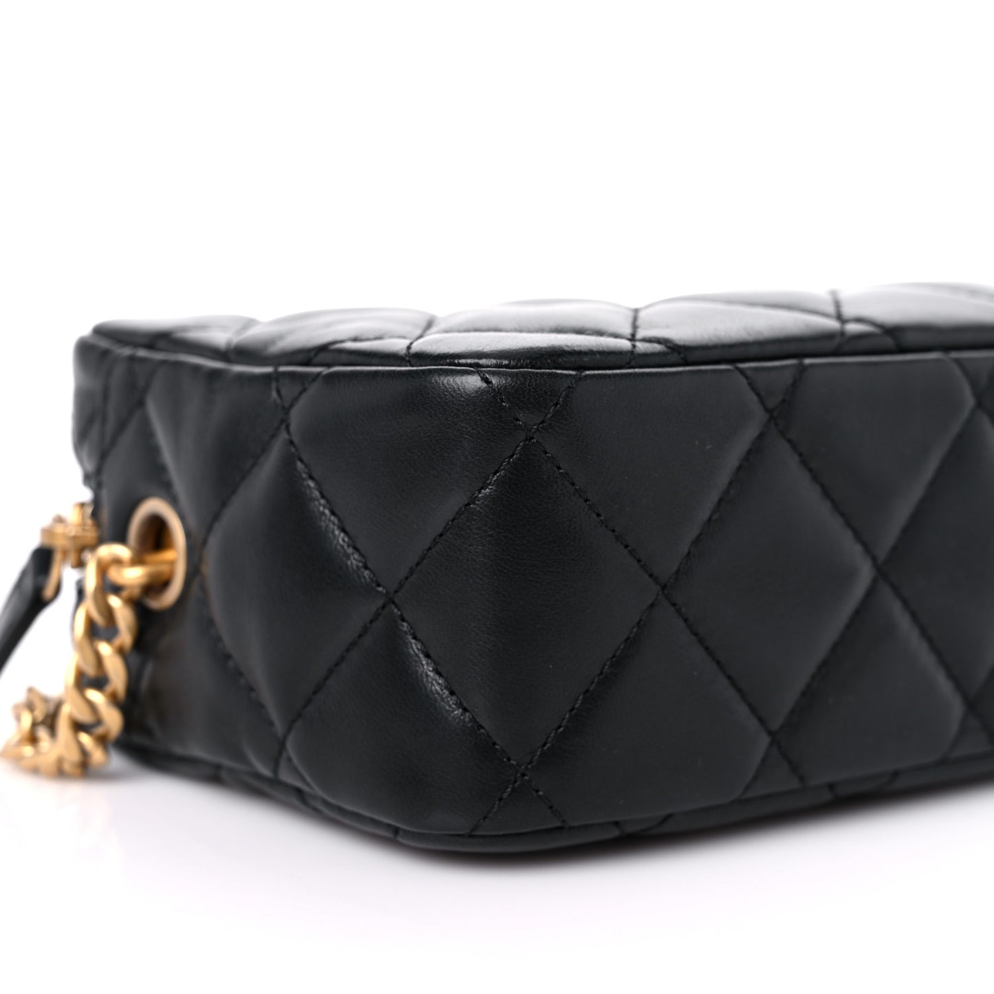 Lambskin Quilted Mini Pillow Crush Camera Case Black