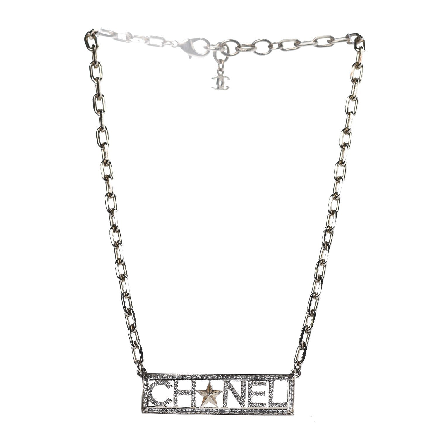Chanel Crystal Chain Short Logo Necklace Gold 3 of 6