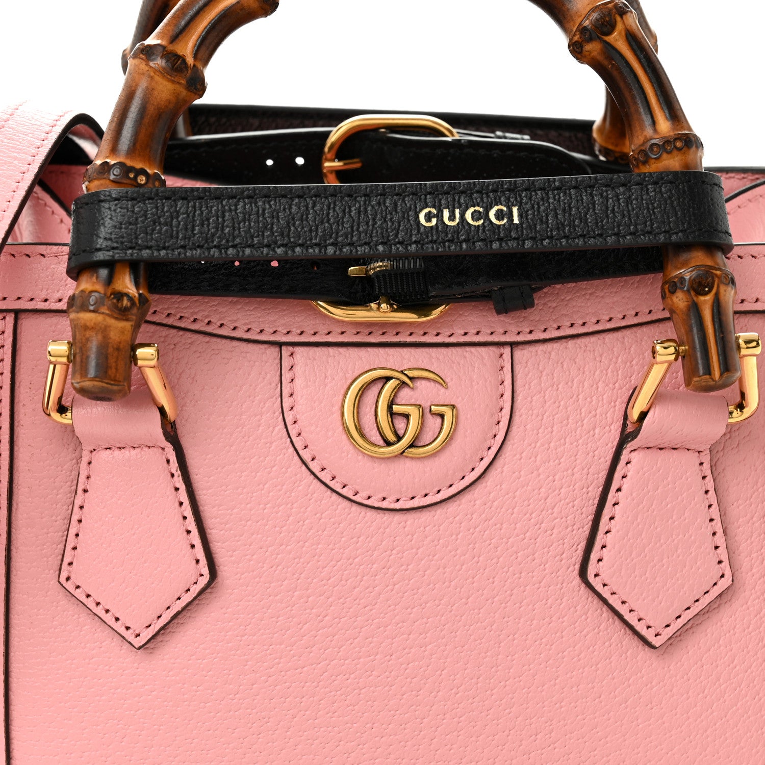 Gucci Wonka Grain Calfskin Mini Diana Tote Bag Wild Rose Black 7 of 10