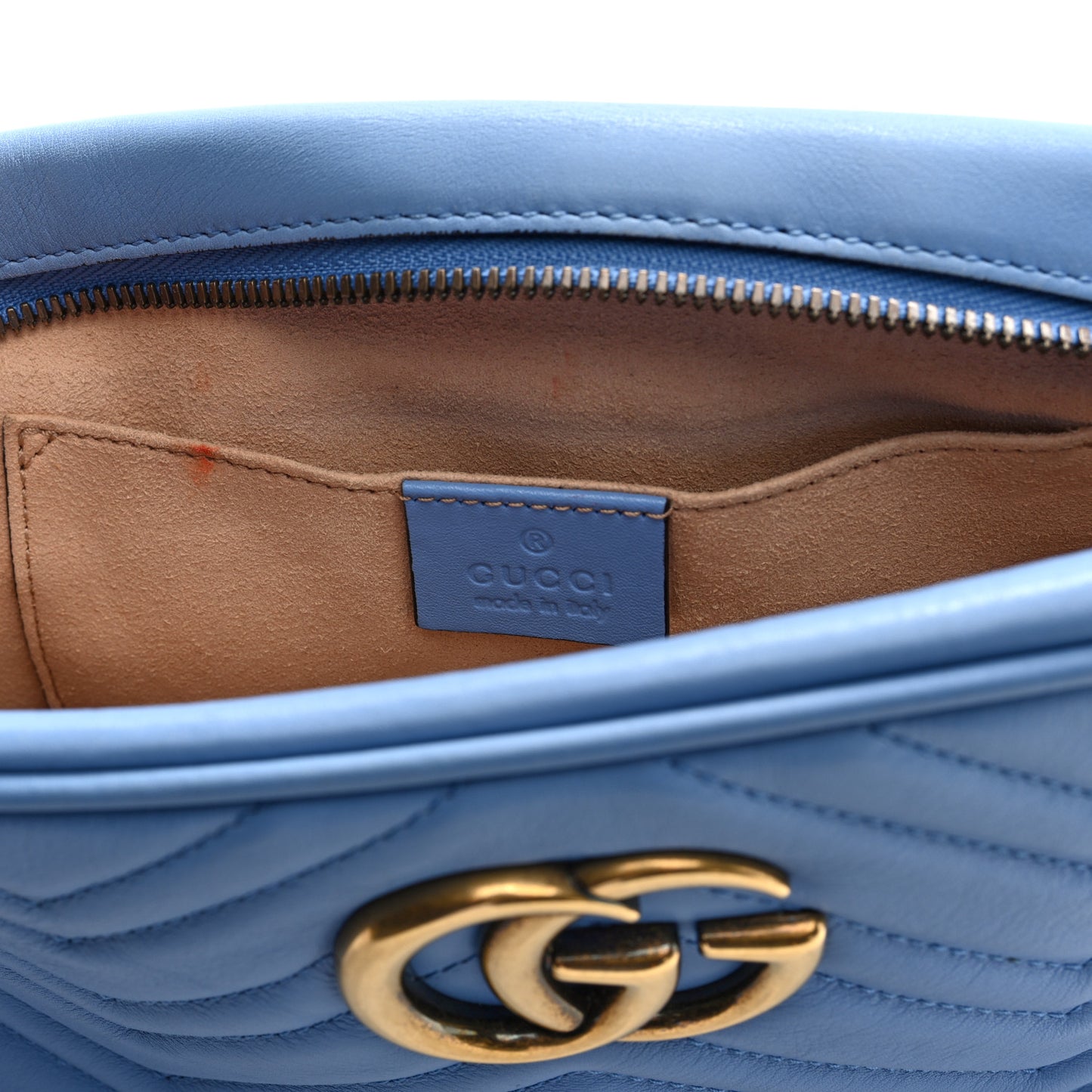 Calfskin Matelasse Small GG Marmont Chain Shoulder Bag Clear Sky Blue