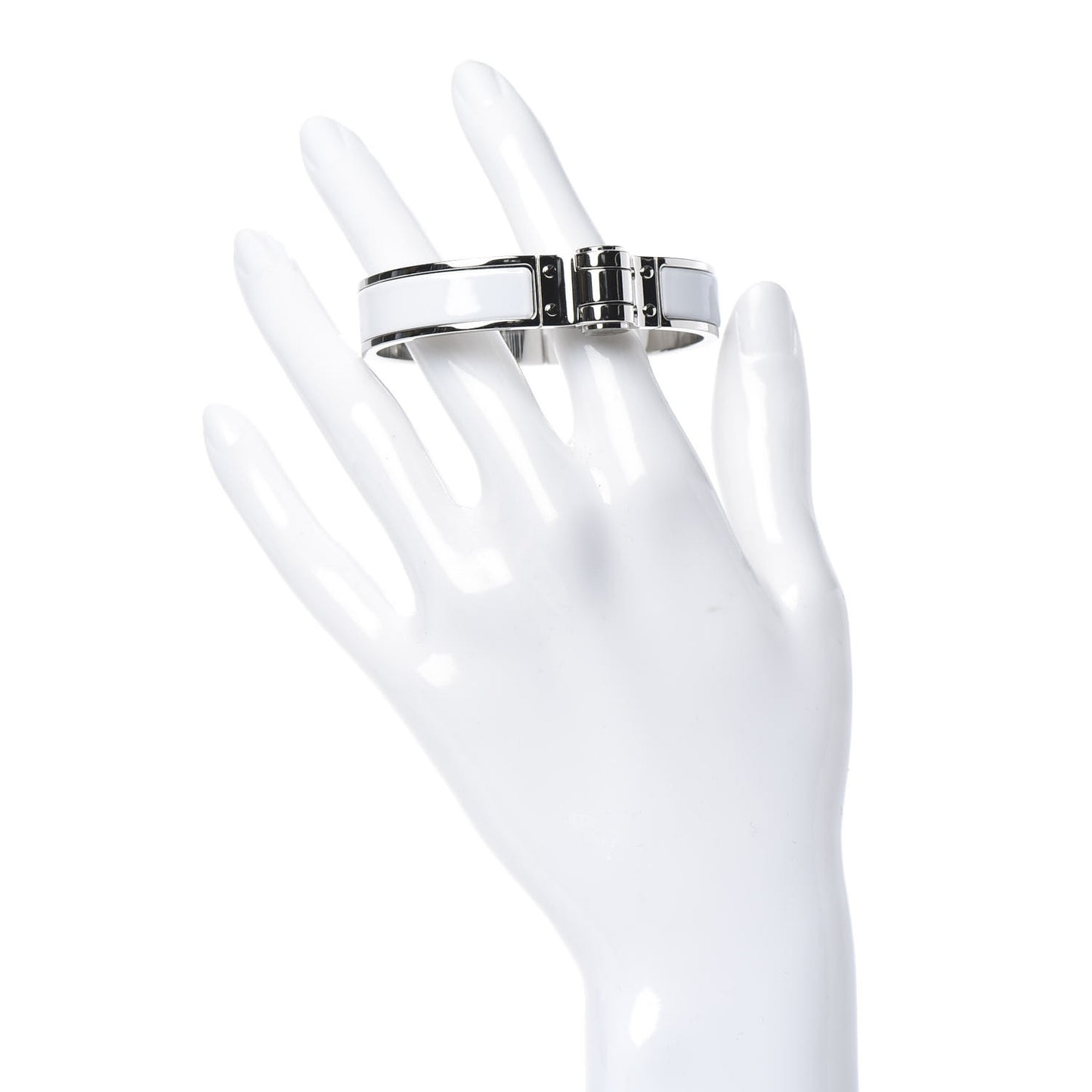 Enamel Charniere Uni Narrow Hinged Bracelet S White