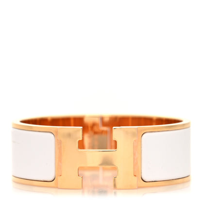 Hermes Enamel Wide Clic Clac H Bracelet GM White 1 of 5