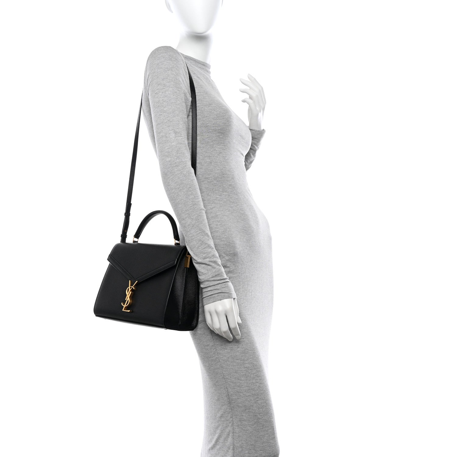 Saint Laurent Grain de Poudre Medium Classic Monogram Cassandra Top Handle Black Rouge Legion 2 of 11