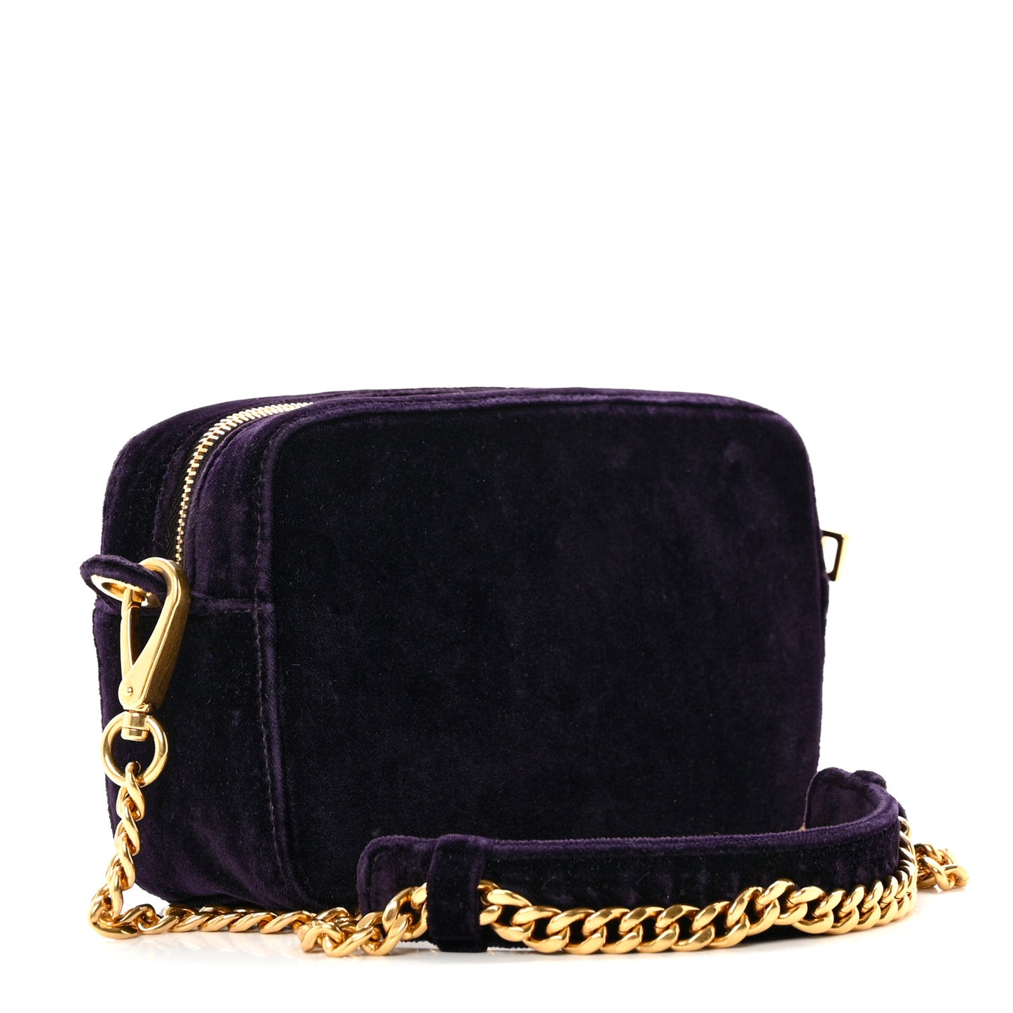 Velluto Zip Top Chain Shoulder Bag Prugna