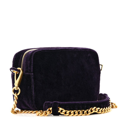 Prada Velluto Zip Top Chain Shoulder Bag Prugna 3 of 10