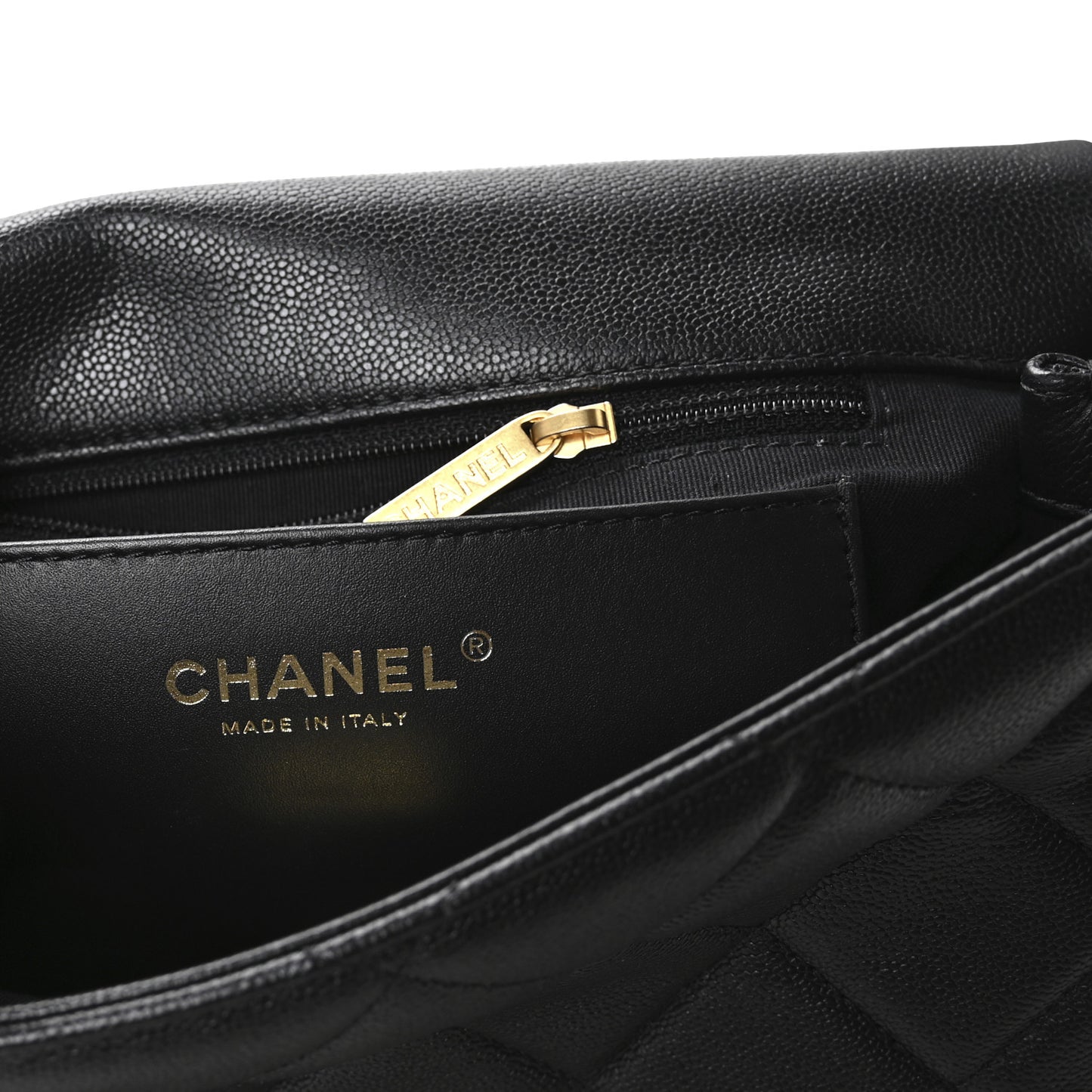Caviar Quilted Small Top Handle Flap Black
