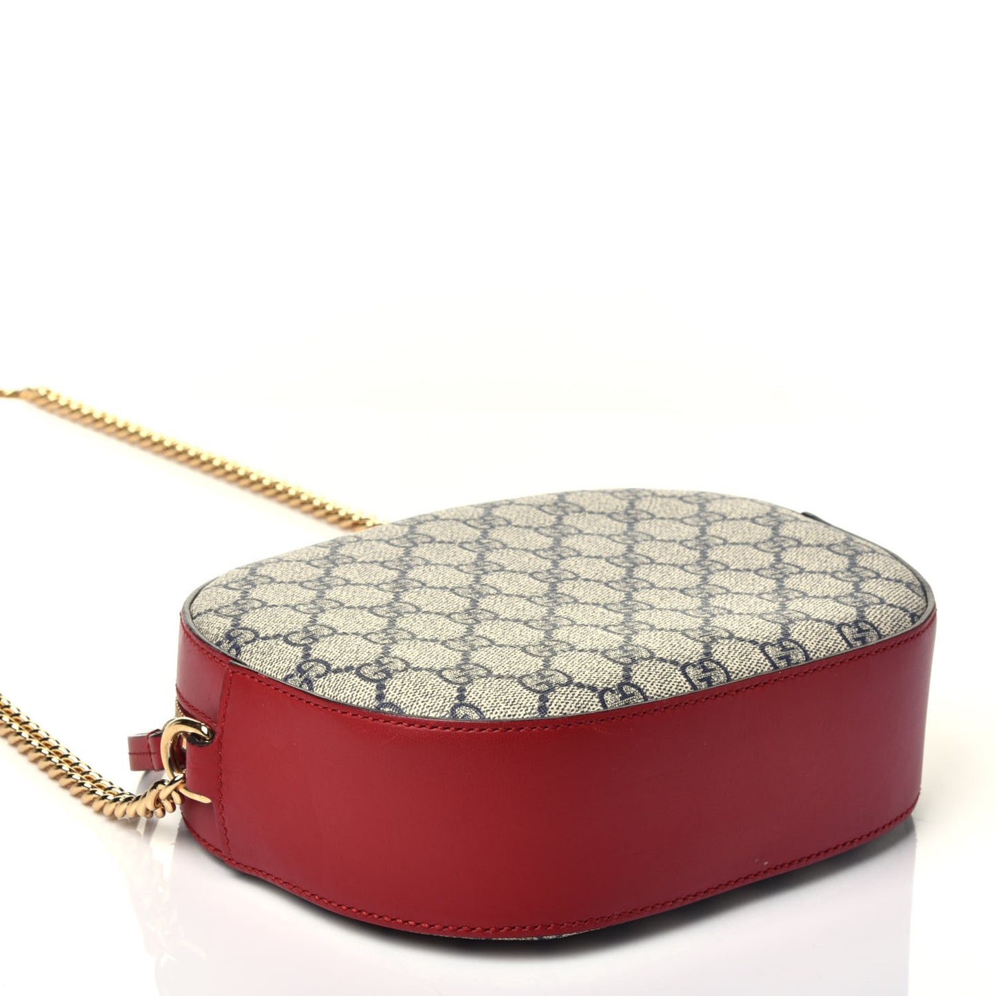GG Supreme Monogram Mini Chain Shoulder Bag Beige Blue Hibiscus Red