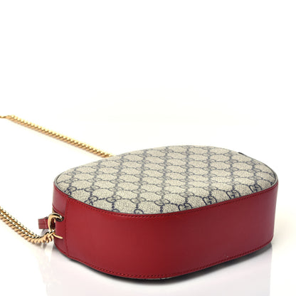 Gucci GG Supreme Monogram Mini Chain Shoulder Bag Beige Blue Hibiscus Red 4 of 11